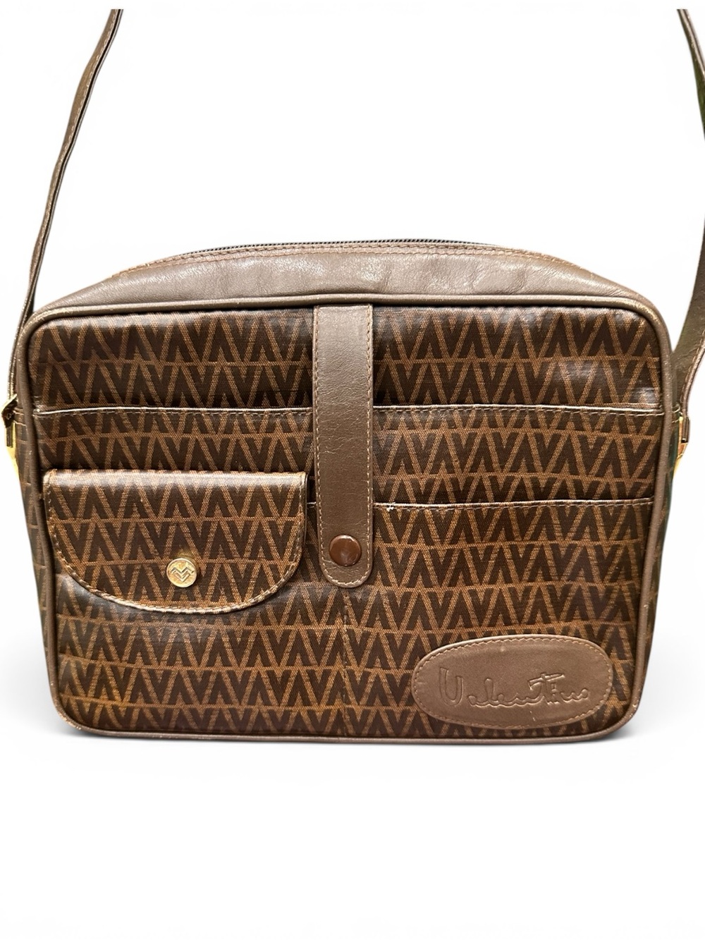 Vintage Mario Valentino V Monogram Crossbody Bag Brown Made In Italy
